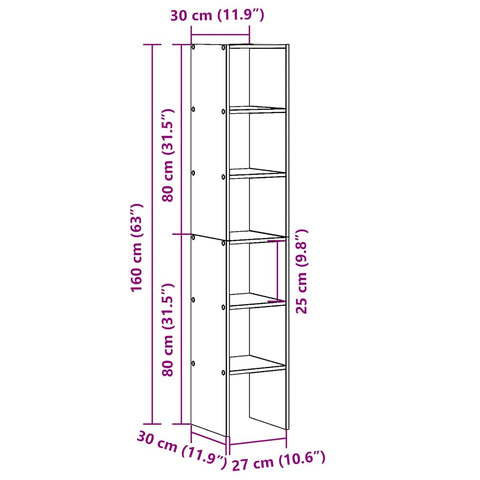 vidaXL Bookcases 2 pcs Stackable White 30x30x80 cm Engineered Wood
