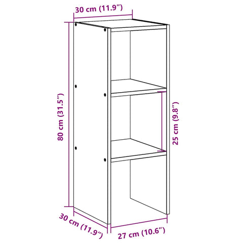 vidaXL Bookcase Stackable Black Oak 30x30x80 cm Engineered Wood