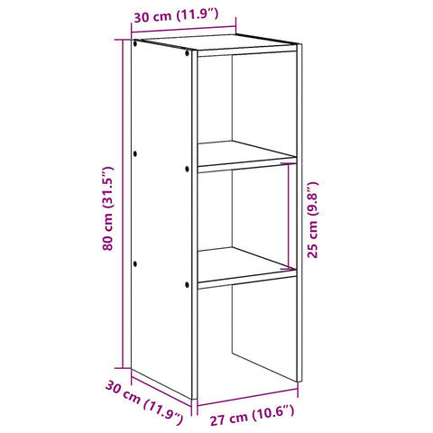 vidaXL Bookcase Stackable Concrete Grey 30x30x80 cm Engineered Wood