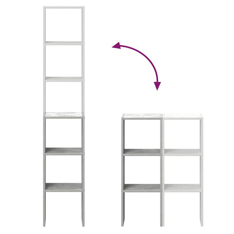 vidaXL Bookcases 2 pcs Stackable Concrete Grey 30x30x80 cm Engineered Wood