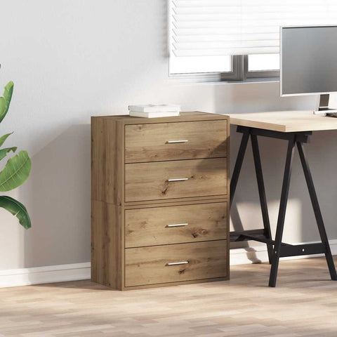 vidaXL Cabinets with 2 Drawers 2 pcs Artisan Oak 60x31x40 cm Engineered Wood