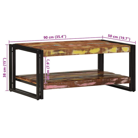 vidaXL Coffee Table Multicolour 90x50x38 cm Solid Wood Reclaimed