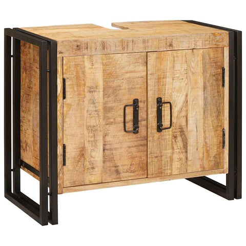 vidaXL Bathroom Sink Cabinet 71 x 33 x 58 cm Solid Mango wood, Iron