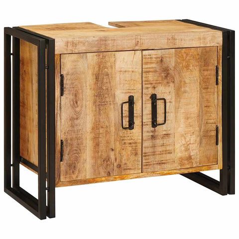 vidaXL Bathroom Sink Cabinet 71 x 33 x 58 cm Solid Mango wood, Iron