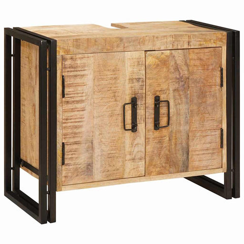 vidaXL Bathroom Sink Cabinet 71 x 33 x 58 cm Solid Mango wood, Iron