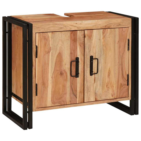 vidaXL Bathroom Sink Cabinet 71 x 33 x 58 cm Solid Acacia wood, Iron