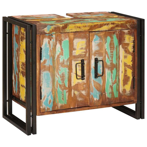 vidaXL Bathroom Sink Cabinet 71 x 33 x 58 cm Solid Reclaim wood, Iron