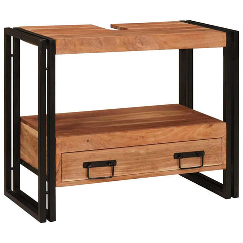 vidaXL Bathroom Sink Cabinet 71 x 33 x 58 cm Solid Acacia wood, Iron