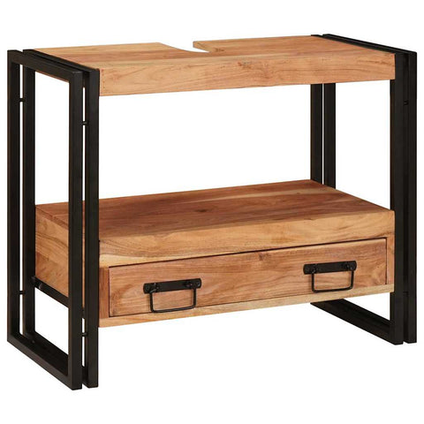 vidaXL Bathroom Sink Cabinet 71 x 33 x 58 cm Solid Acacia wood, Iron