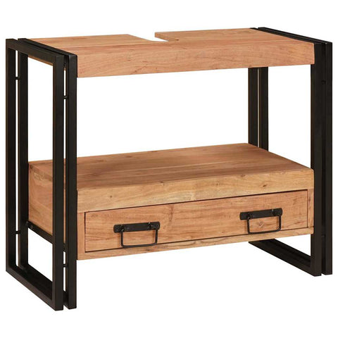 vidaXL Bathroom Sink Cabinet 71 x 33 x 58 cm Solid Acacia wood, Iron