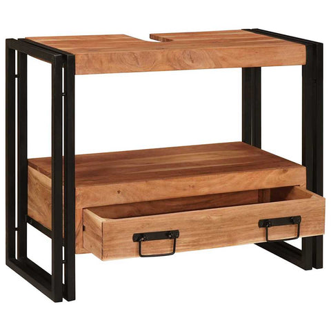 vidaXL Bathroom Sink Cabinet 71 x 33 x 58 cm Solid Acacia wood, Iron