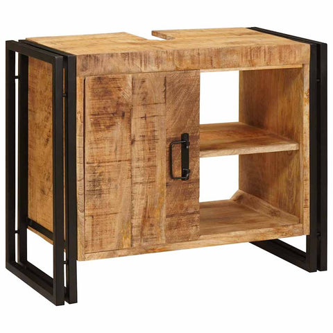 vidaXL Bathroom Sink Cabinet 71 x 33 x 58 cm Solid Mango wood, Iron