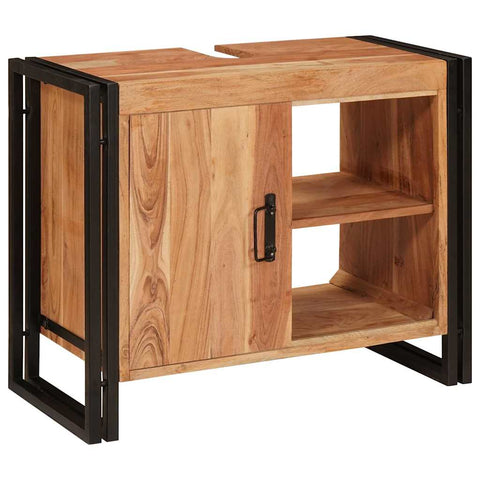 vidaXL Bathroom Sink Cabinet 71 x 33 x 58 cm Solid Acacia wood, Iron