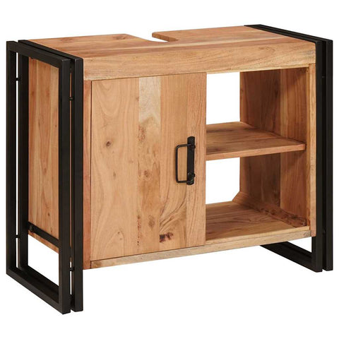 vidaXL Bathroom Sink Cabinet 71 x 33 x 58 cm Solid Acacia wood, Iron