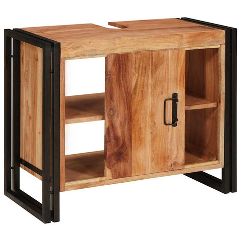 vidaXL Bathroom Sink Cabinet 71 x 33 x 58 cm Solid Acacia wood, Iron