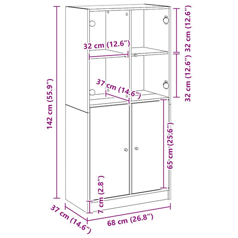 vidaXL Highboard with Doors Artisian Oak 68x37x142 cm Engineered Wood