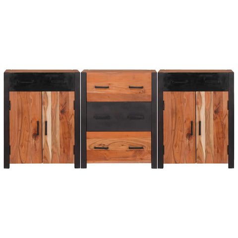 vidaXL Sideboard 3 pcs Brown 165 x 30 x 75 cm Solid Acacia wood