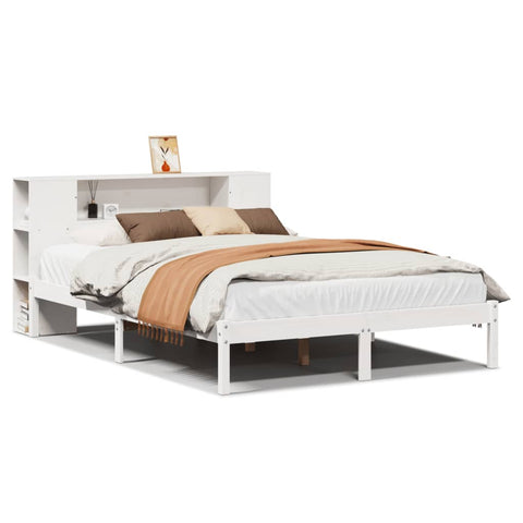 vidaXL Bookcase Bed without Mattress White 120x190 cm Small Double Solid Wood Pine