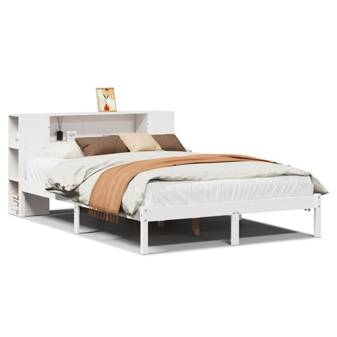 vidaXL Bookcase Bed without Mattress White 140x190 cm Solid Wood Pine