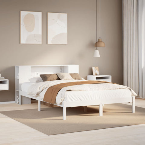 vidaXL Bookcase Bed without Mattress White 140x190 cm Solid Wood Pine