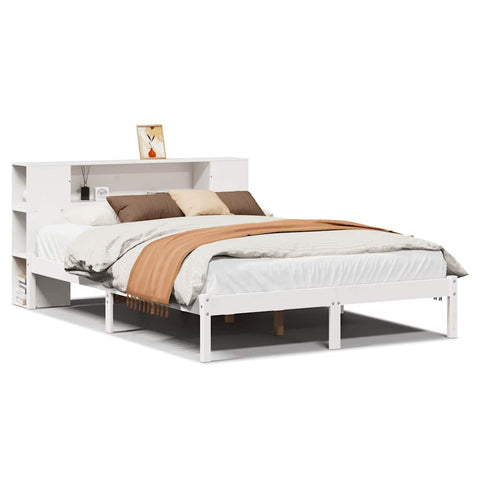 vidaXL Bookcase Bed without Mattress White 140x200 cm Solid Wood Pine