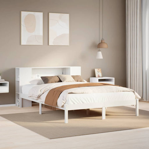 vidaXL Bookcase Bed without Mattress White 140x200 cm Solid Wood Pine