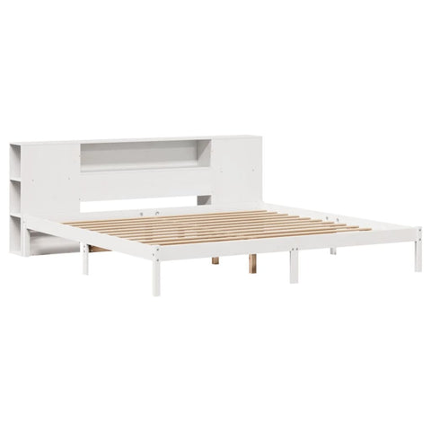 vidaXL Bookcase Bed without Mattress White 180x200 cm Super King Solid Wood Pine