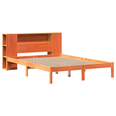 vidaXL Bookcase Bed without Mattress Wax Brown 135x190 cm Double Solid Wood Pine