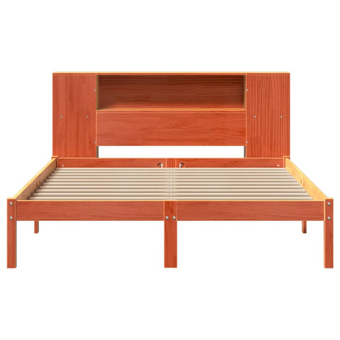 vidaXL Bookcase Bed without Mattress Wax Brown 135x190 cm Double Solid Wood Pine