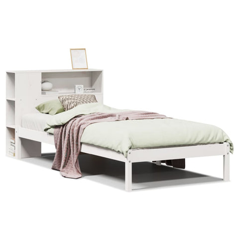 vidaXL Bookcase Bed without Mattress White 90x190 cm Single Solid Wood Pine