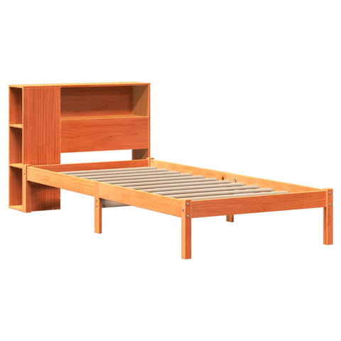 vidaXL Bookcase Bed without Mattress Wax Brown 100x200 cm Solid Wood Pine
