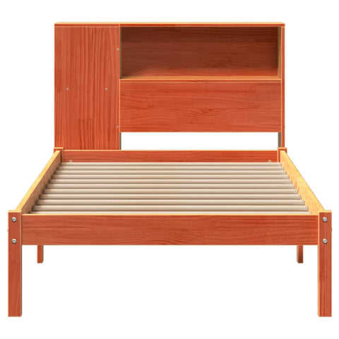 vidaXL Bookcase Bed without Mattress Wax Brown 100x200 cm Solid Wood Pine