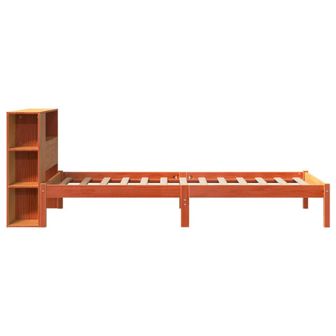 vidaXL Bookcase Bed without Mattress Wax Brown 100x200 cm Solid Wood Pine