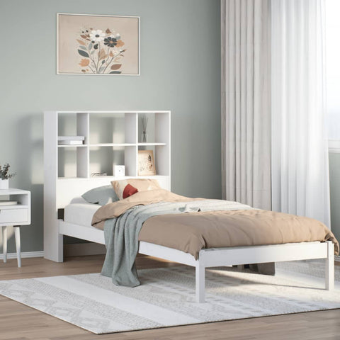vidaXL Bookcase Bed without Mattress White 90x200 cm Solid Wood Pine