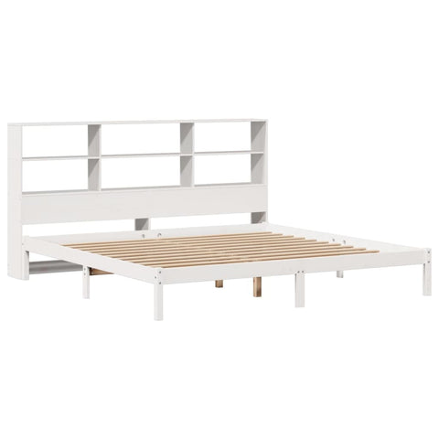 vidaXL Bookcase Bed without Mattress White 180x200 cm Super King Solid Wood Pine