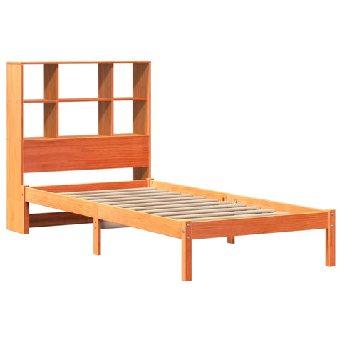 vidaXL Bookcase Bed without Mattress Wax Brown 90x200 cm Solid Wood Pine
