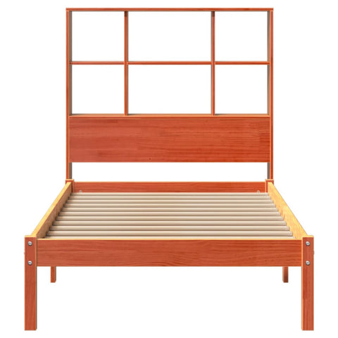 vidaXL Bookcase Bed without Mattress Wax Brown 90x200 cm Solid Wood Pine