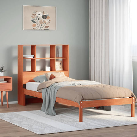 vidaXL Bookcase Bed without Mattress Wax Brown 90x200 cm Solid Wood Pine