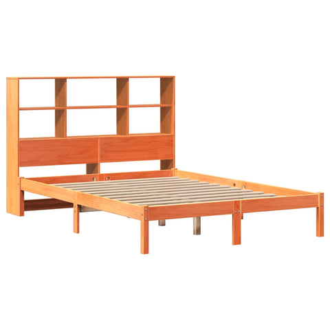 vidaXL Bookcase Bed without Mattress Wax Brown 140x200 cm Solid Wood Pine