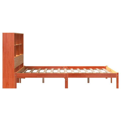 vidaXL Bookcase Bed without Mattress Wax Brown 140x200 cm Solid Wood Pine