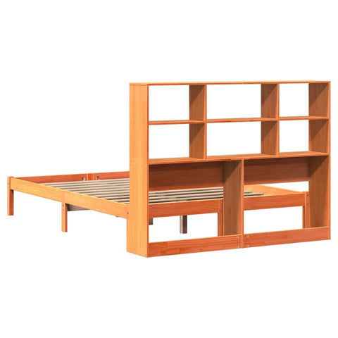 vidaXL Bookcase Bed without Mattress Wax Brown 160x200 cm Solid Wood Pine