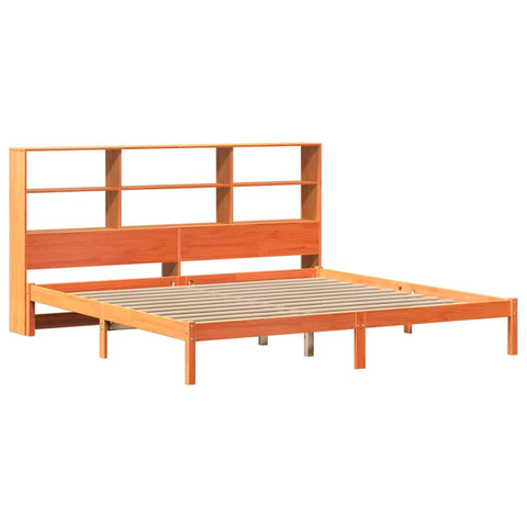 vidaXL Bookcase Bed without Mattress Wax Brown 180x200 cm Super King Solid Wood Pine