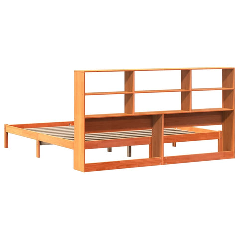 vidaXL Bookcase Bed without Mattress Wax Brown 180x200 cm Super King Solid Wood Pine