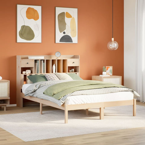 vidaXL Bookcase Bed without Mattress 140x190 cm Solid Wood Pine