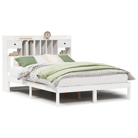 vidaXL Bookcase Bed without Mattress White 140x190 cm Solid Wood Pine