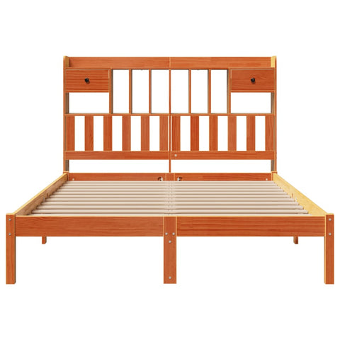 vidaXL Bookcase Bed without Mattress Wax Brown 140x190 cm Solid Wood Pine