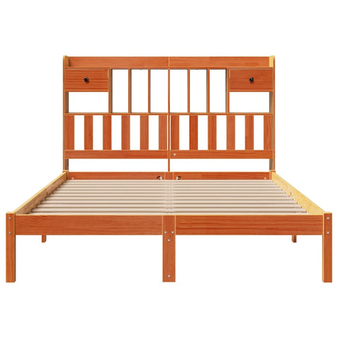 vidaXL Bookcase Bed without Mattress Wax Brown 150x200 cm King Solid Wood Pine