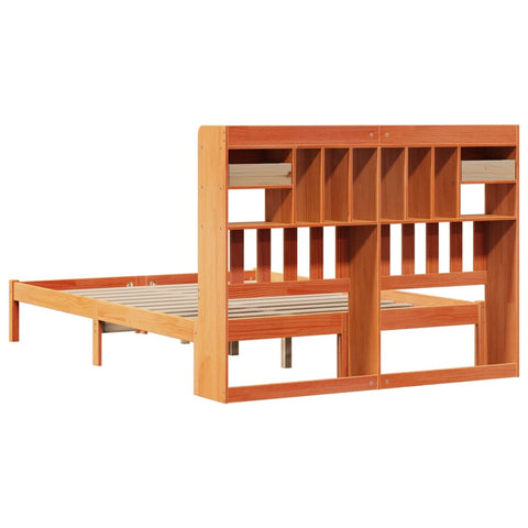 vidaXL Bookcase Bed without Mattress Wax Brown 150x200 cm King Solid Wood Pine