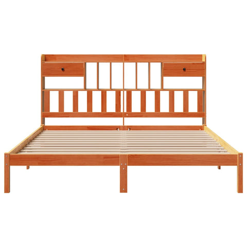 vidaXL Bookcase Bed without Mattress Wax Brown 200x200 cm Solid Wood Pine