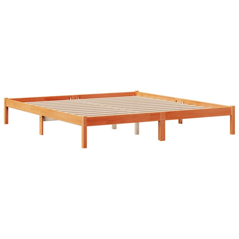 vidaXL Bookcase Bed without Mattress Wax Brown 200x200 cm Solid Wood Pine